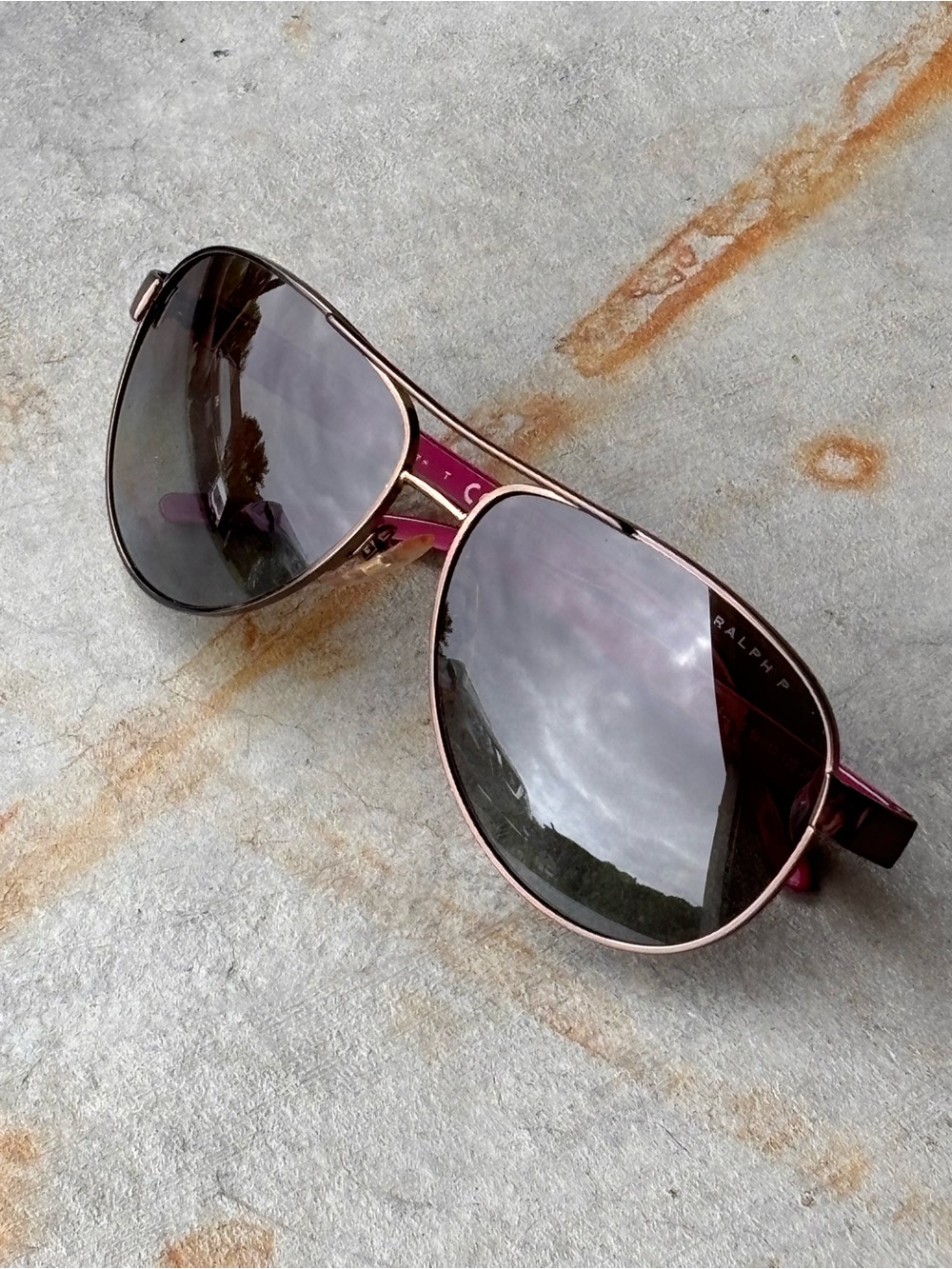 Vintage Ralph by Ralph Lauren Aviator Sunglasses Y2K Pink Brown Gradient Shades